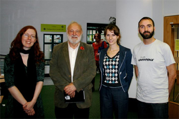 Members of Camden Friends of the Earth and Camden Greenpeace with Frank Dobson MP for the Big Climate Connection lobby